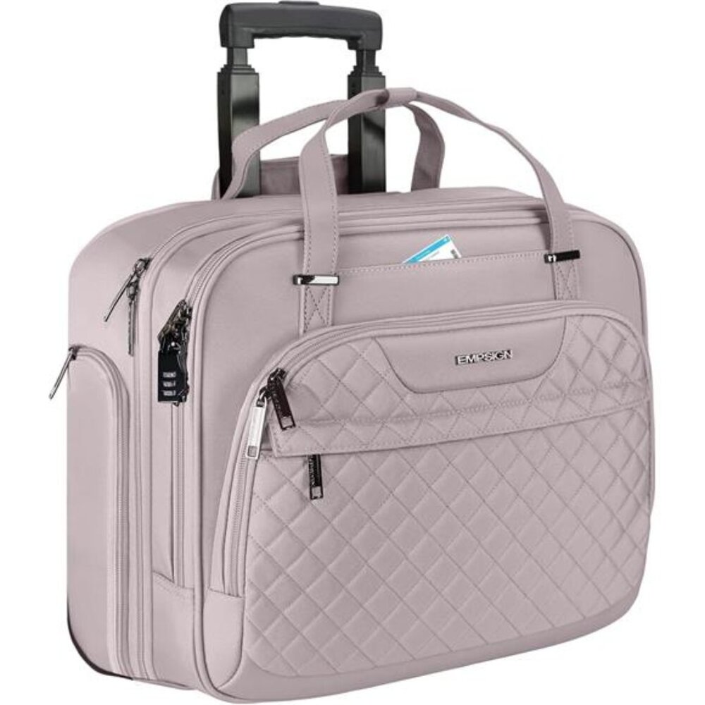 Rolling Laptop Bag with Wheels, Rolling Briefcase for Women Fits Up to 15.6 Inch